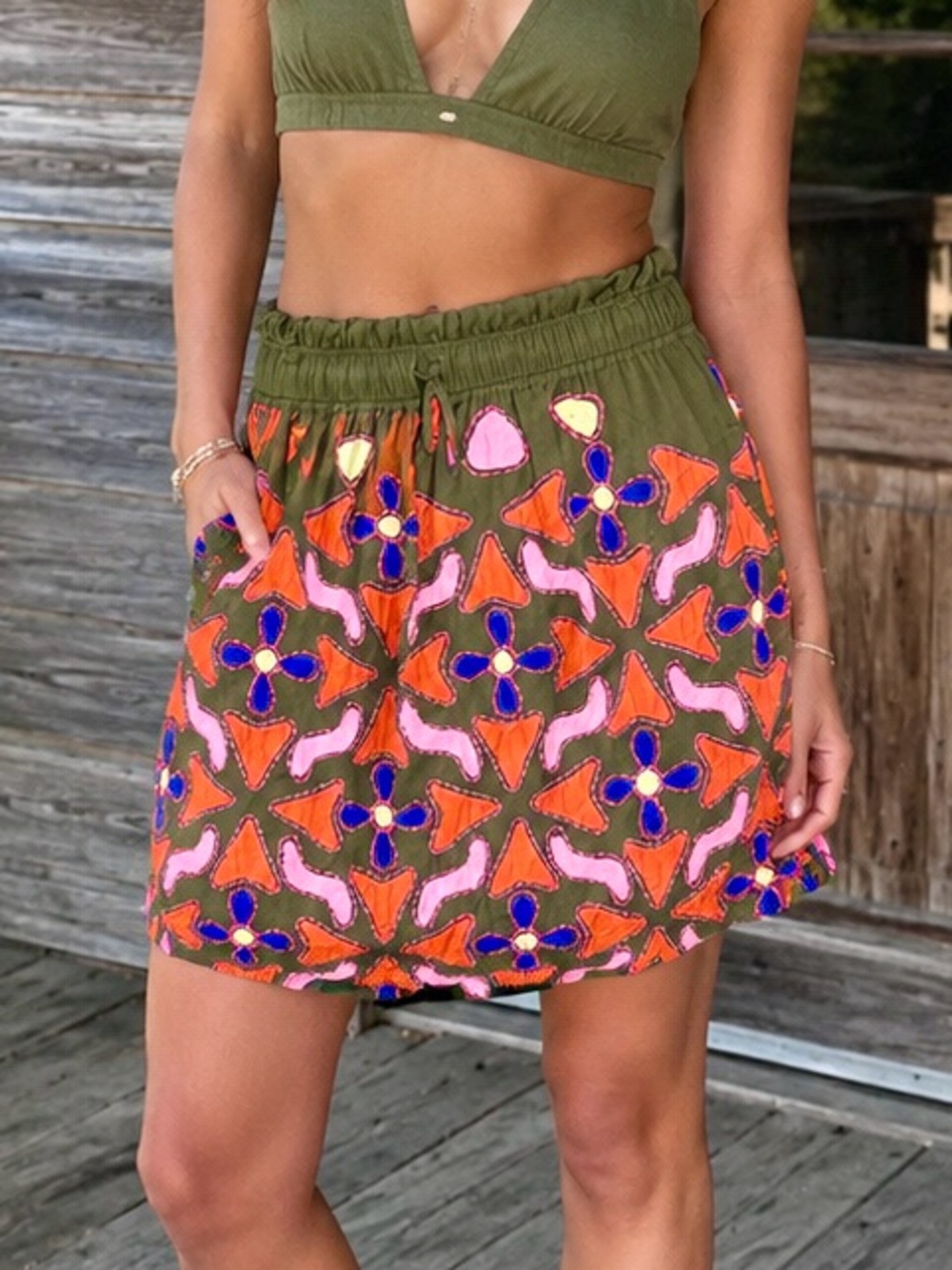 Mauve Anthropologie M Linen Embroidered Appliqué Skirt! EUC! - Picture 11 of 15